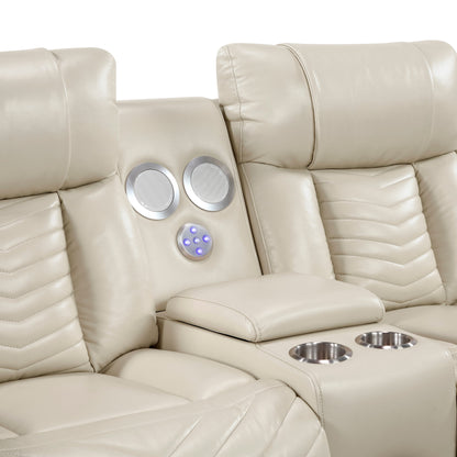 Huron Beige Power Double Reclining Living Room Set from Homelegance - Luna Furniture