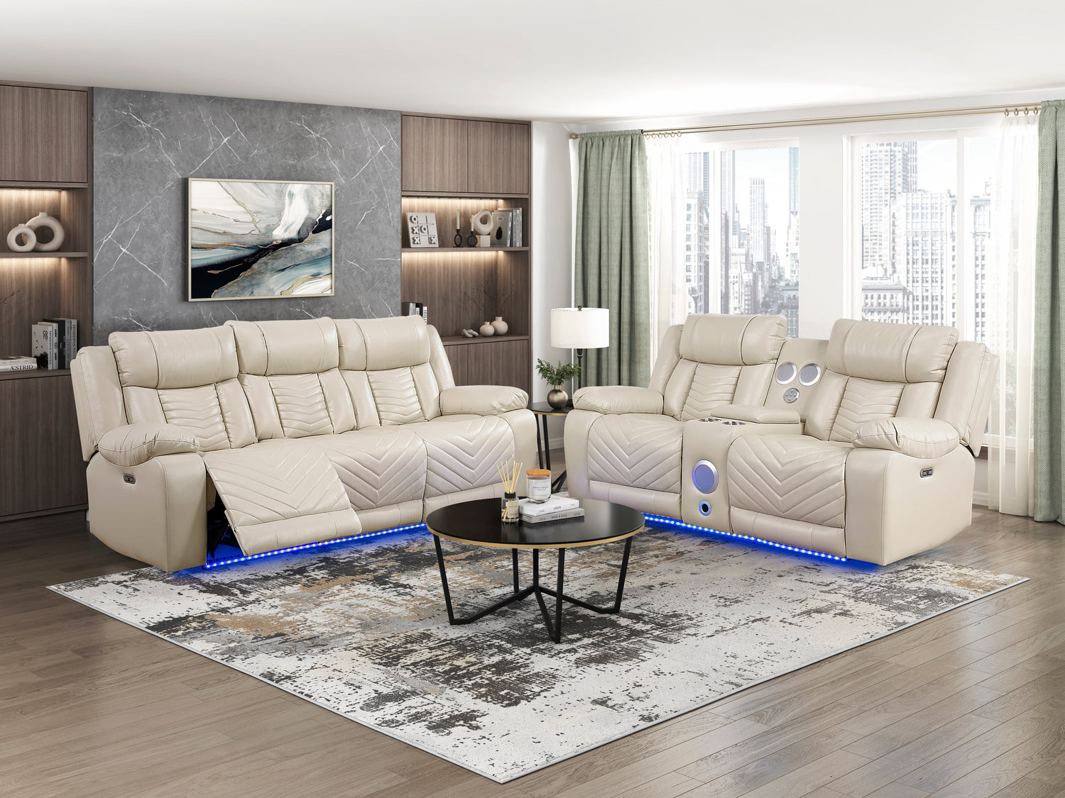 Huron Beige Power Double Reclining Sofa from Homelegance - Luna Furniture