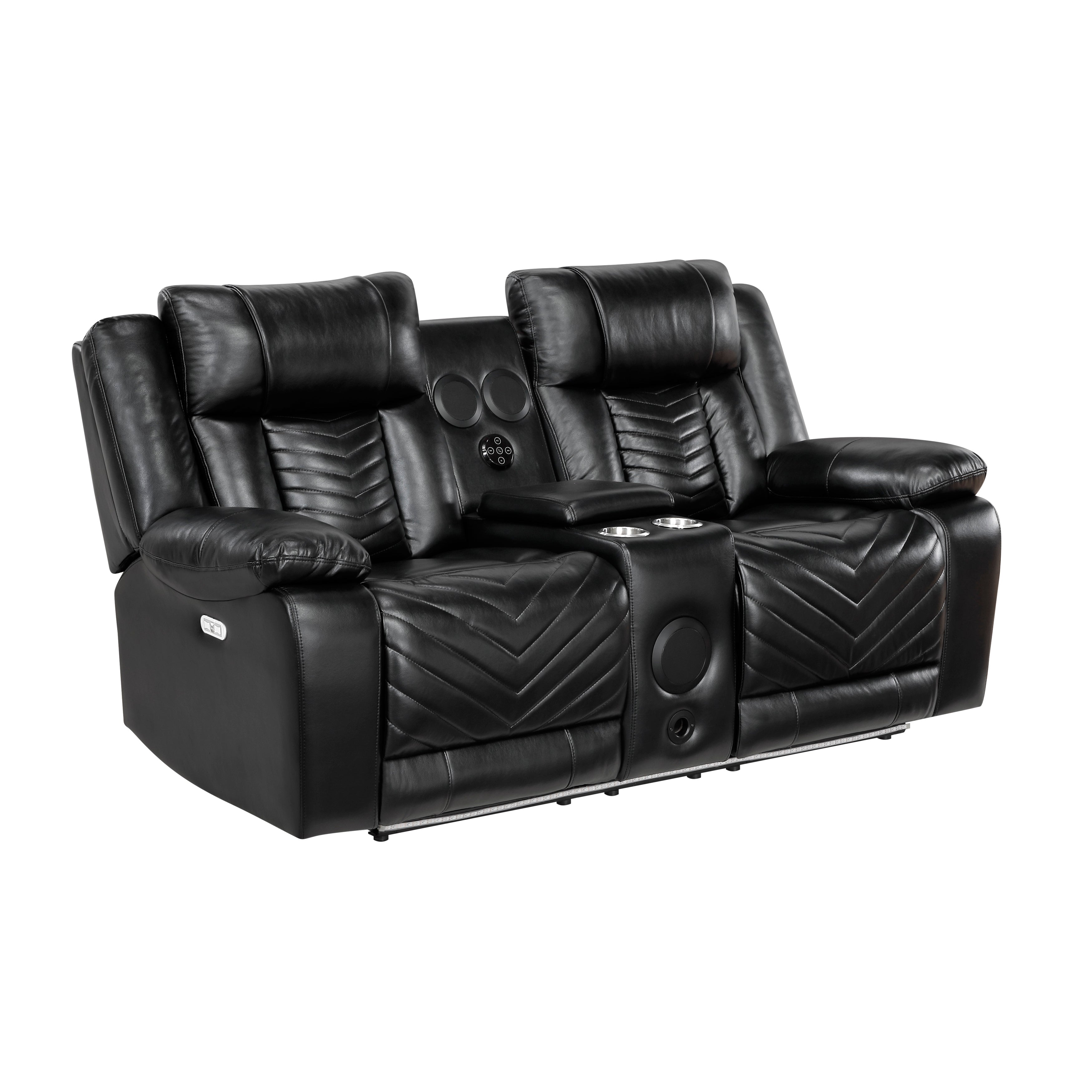 Huron Black Power Double Reclining Living Room Set from Homelegance - Luna Furniture