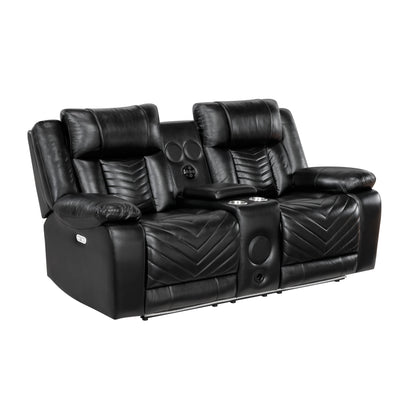 Huron Black Power Double Reclining Living Room Set from Homelegance - Luna Furniture
