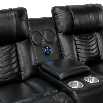 Huron Black Power Double Reclining Living Room Set from Homelegance - Luna Furniture