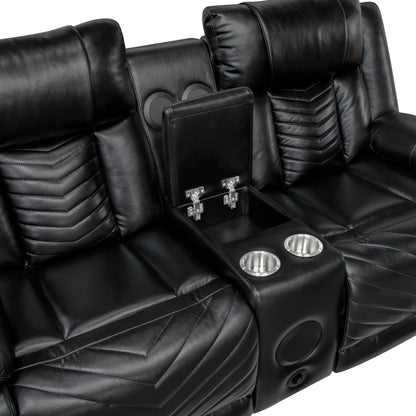 Huron Black Power Double Reclining Living Room Set from Homelegance - Luna Furniture