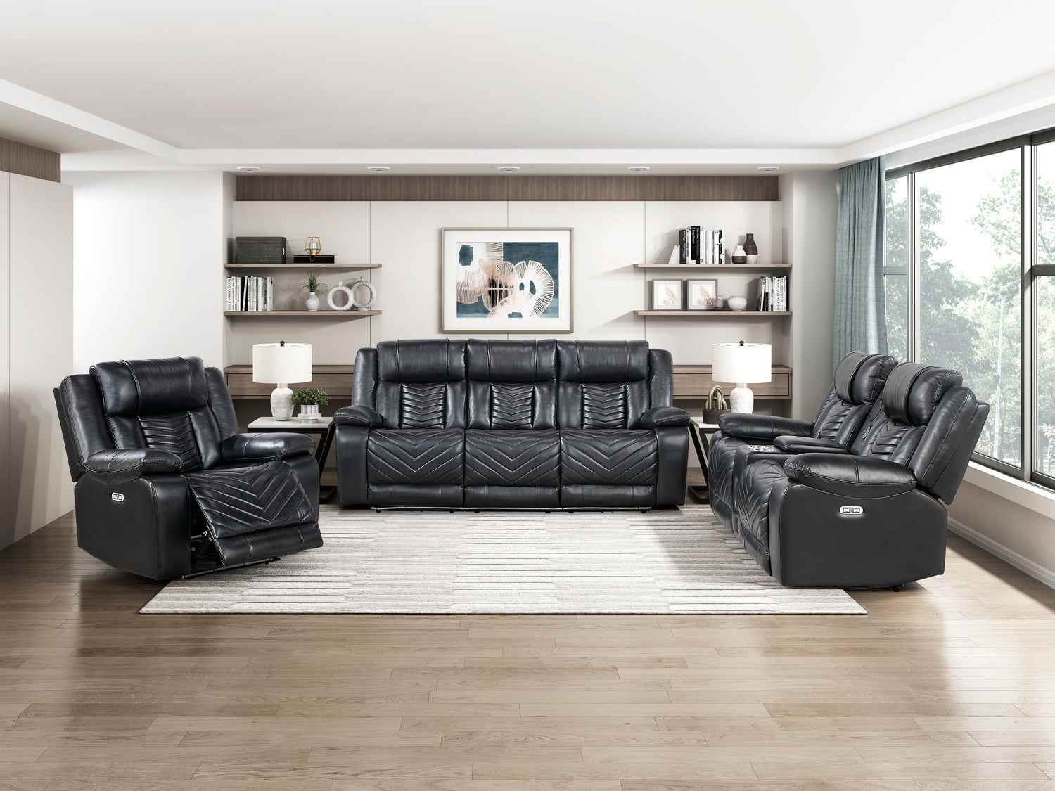 Huron Black Power Double Reclining Living Room Set from Homelegance - Luna Furniture