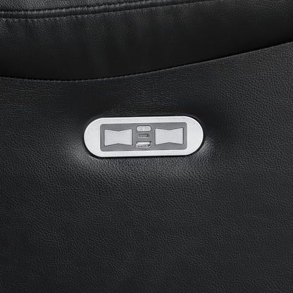 8457BLK-3PW Power Double Reclining Sofa with Center Drop-Down Cup Holders, Wireless Charger, Magazine Bag, LED and Charging Ports - 8457BLK-3PW