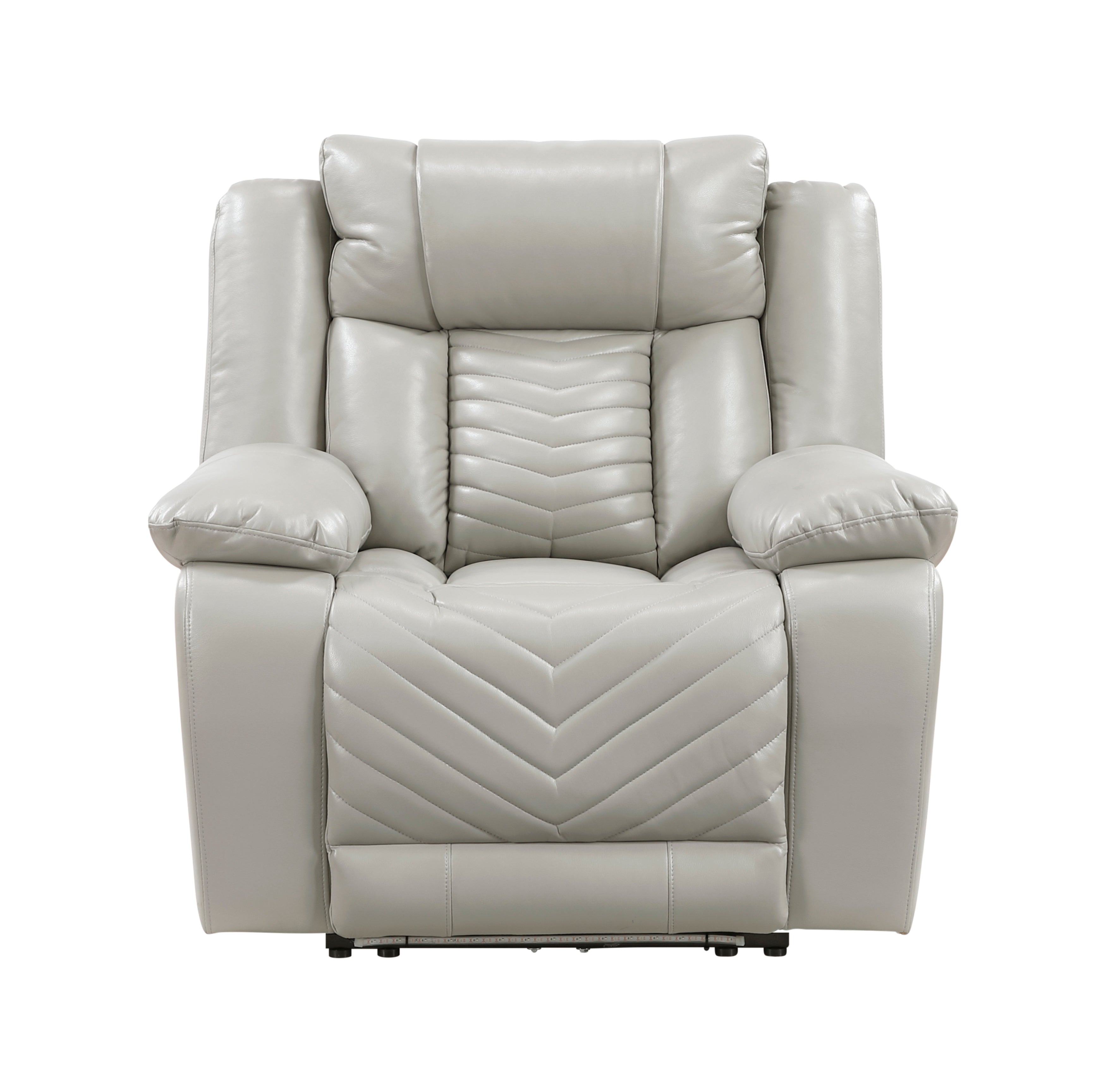 8457GRY-1PW Power Reclining Chair with LED and Charging Ports - 8457GRY-1PW