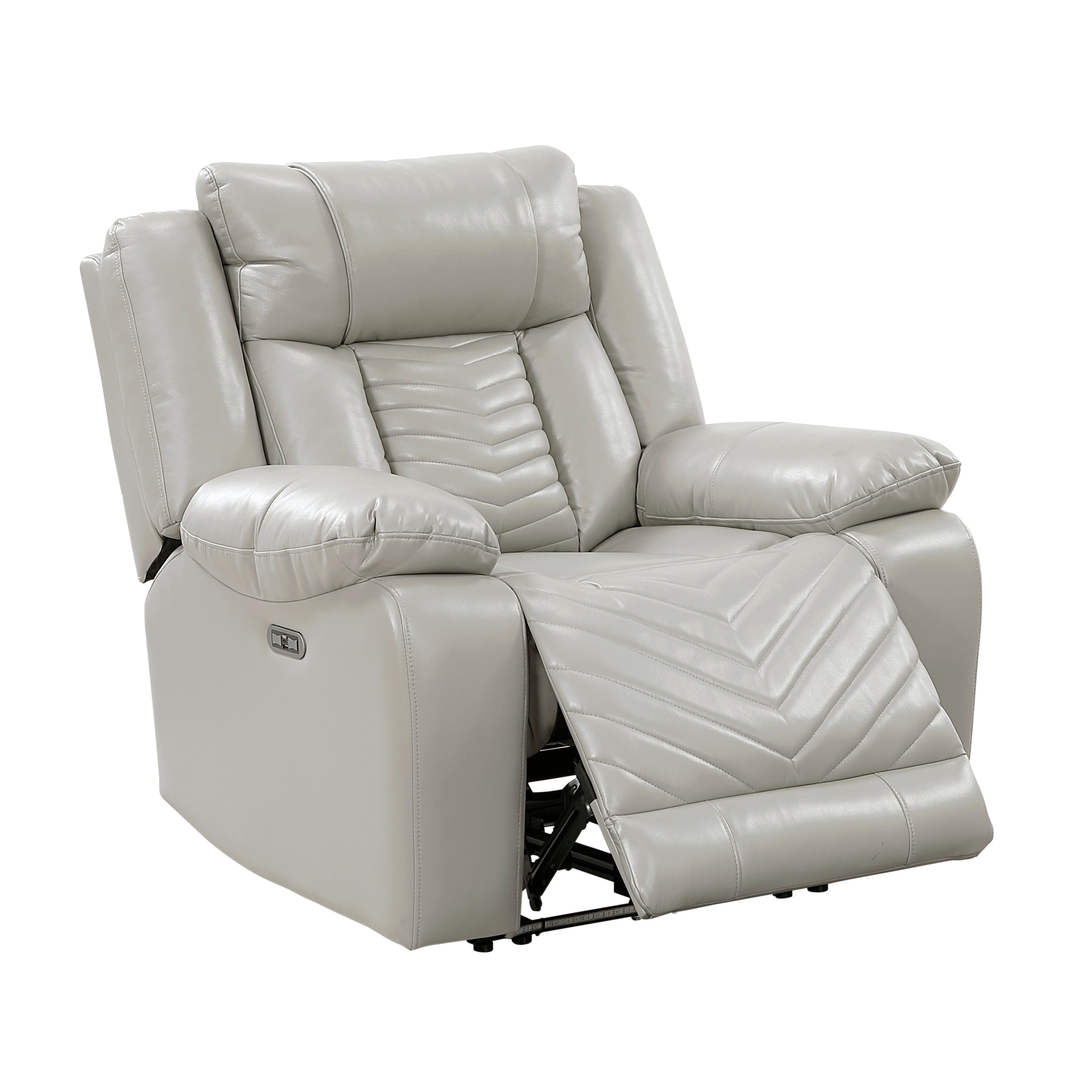 8457GRY-1PW Power Reclining Chair with LED and Charging Ports - 8457GRY-1PW