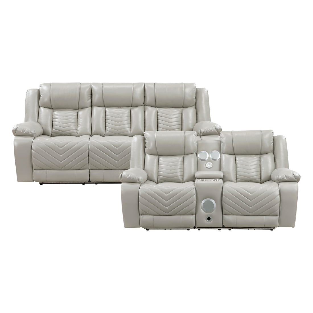 8457GRY*2PW 2pc Set: Sofa, Love (Power) - 8457GRY*2PW