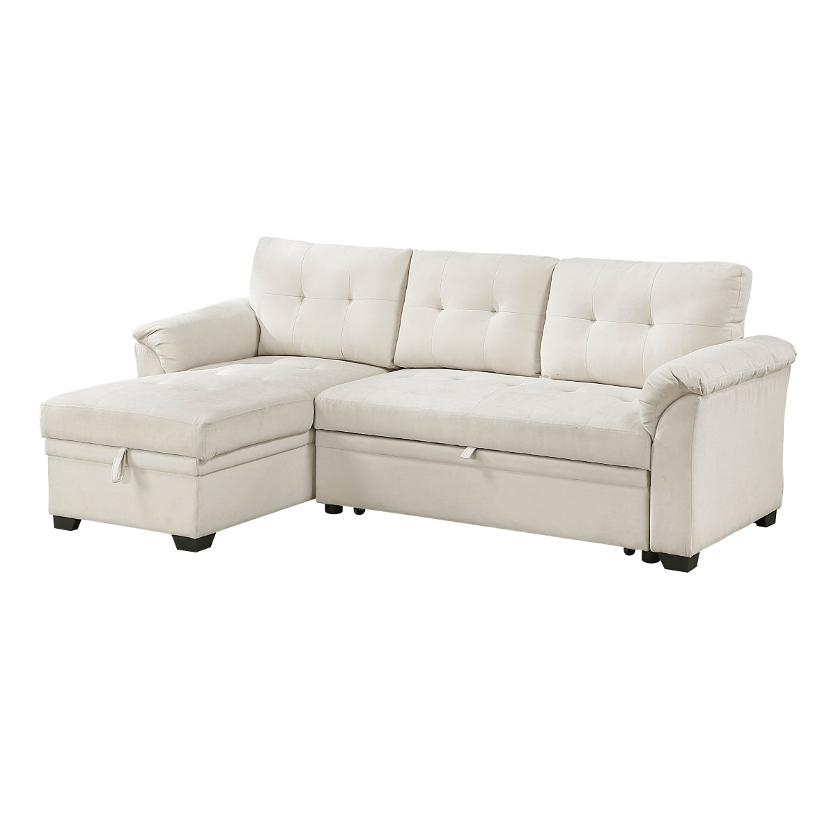 Elara Beige 2-Piece Reversible Sectional with Hidden Storage and Pull-out Bed from Homelegance - Luna Furniture