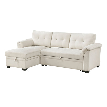 Elara Beige 2-Piece Reversible Sectional with Hidden Storage and Pull-out Bed from Homelegance - Luna Furniture