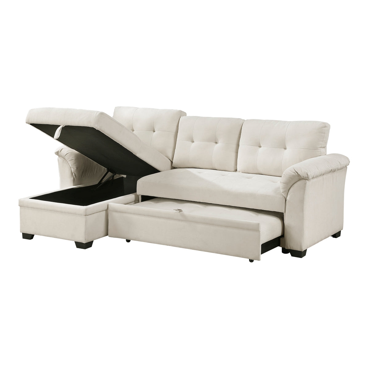 Elara Beige 2-Piece Reversible Sectional with Hidden Storage and Pull-out Bed from Homelegance - Luna Furniture