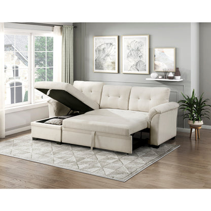 Elara Beige 2-Piece Reversible Sectional with Hidden Storage and Pull-out Bed from Homelegance - Luna Furniture
