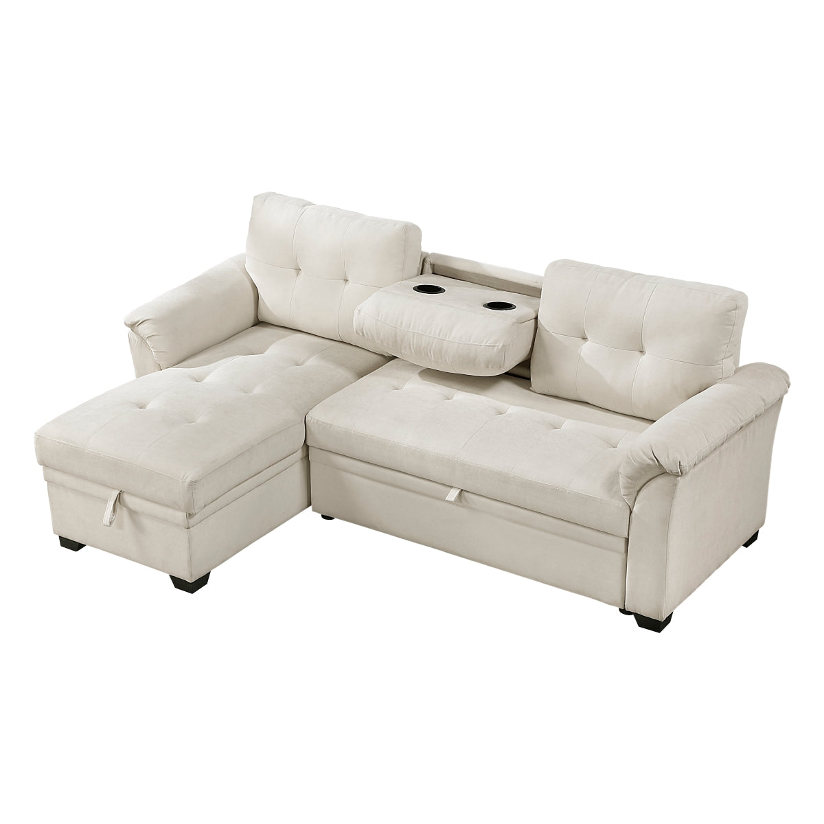 Elara Beige 2-Piece Reversible Sectional with Hidden Storage and Pull-out Bed from Homelegance - Luna Furniture