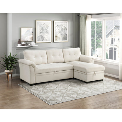 Elara Beige 2-Piece Reversible Sectional with Hidden Storage and Pull-out Bed from Homelegance - Luna Furniture