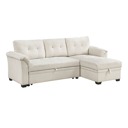 Elara Beige 2-Piece Reversible Sectional with Hidden Storage and Pull-out Bed from Homelegance - Luna Furniture
