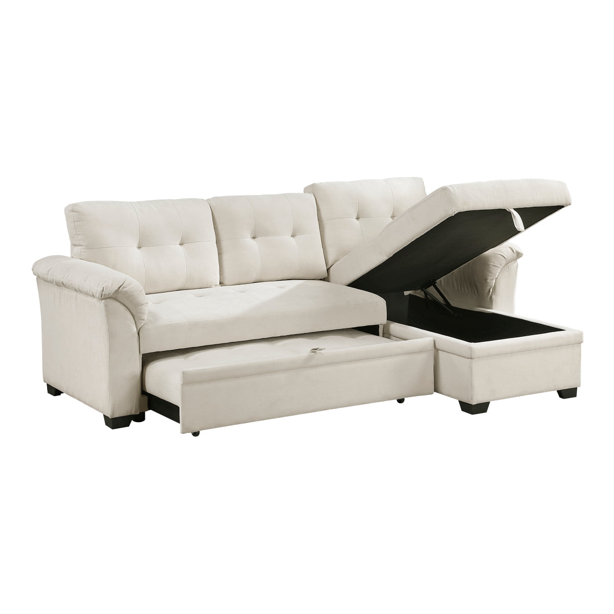 Elara Beige 2-Piece Reversible Sectional with Hidden Storage and Pull-out Bed from Homelegance - Luna Furniture