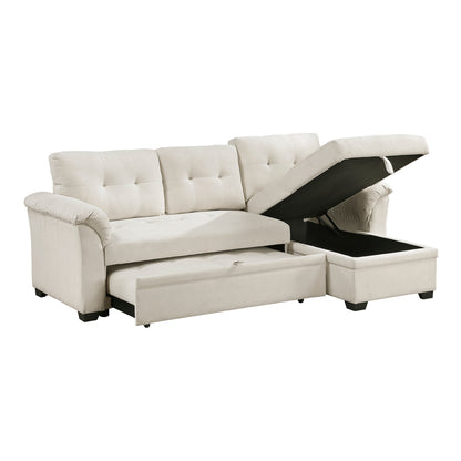 Elara Beige 2-Piece Reversible Sectional with Hidden Storage and Pull-out Bed from Homelegance - Luna Furniture