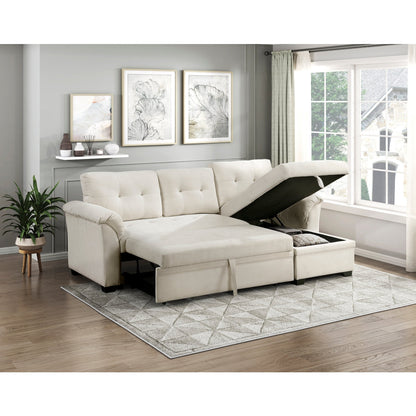 Elara Beige 2-Piece Reversible Sectional with Hidden Storage and Pull-out Bed from Homelegance - Luna Furniture