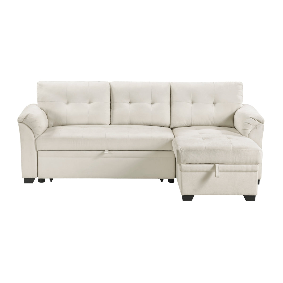 Elara Beige 2-Piece Reversible Sectional with Hidden Storage and Pull-out Bed from Homelegance - Luna Furniture