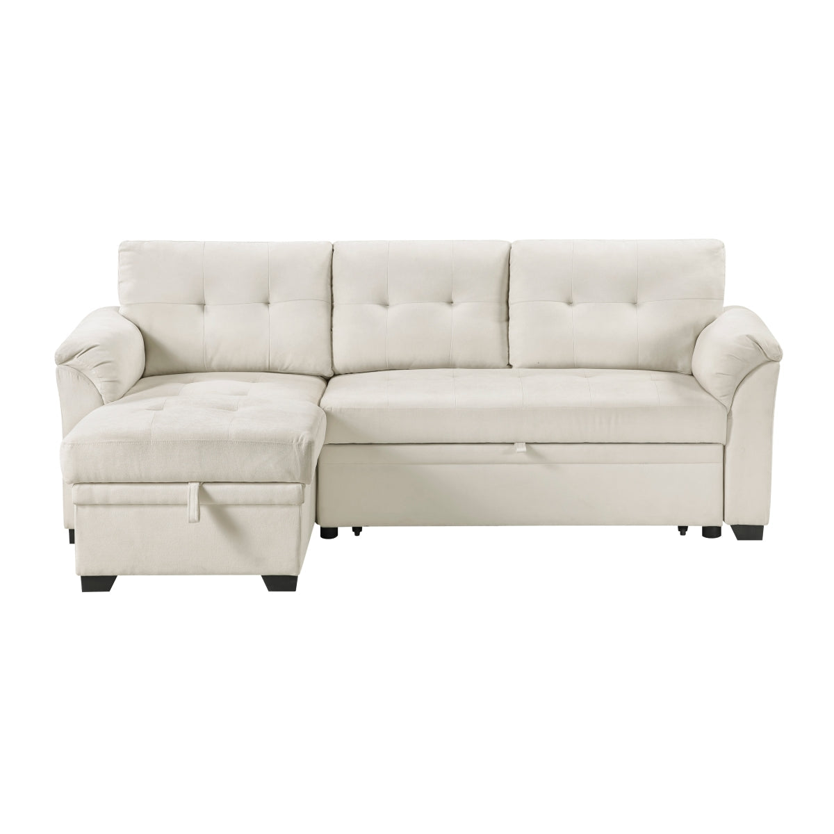 Elara Beige 2-Piece Reversible Sectional with Hidden Storage and Pull-out Bed from Homelegance - Luna Furniture