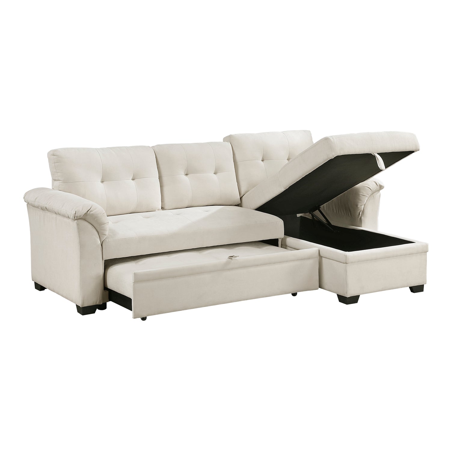 8477BEG*SC (3)2-Piece Reversible Sectional with Reversible Chaise, Hidden Storage and Pull-out Bed - 8477BEG*SC