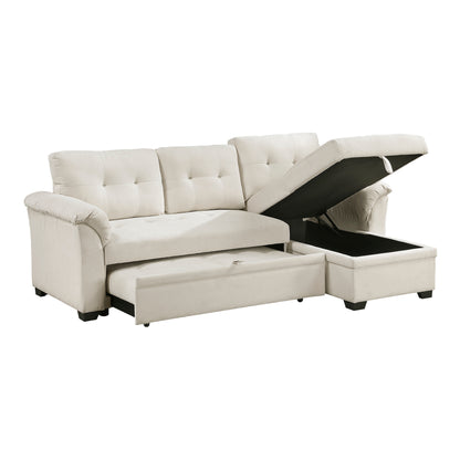 8477BEG*SC (3)2-Piece Reversible Sectional with Reversible Chaise, Hidden Storage and Pull-out Bed - 8477BEG*SC