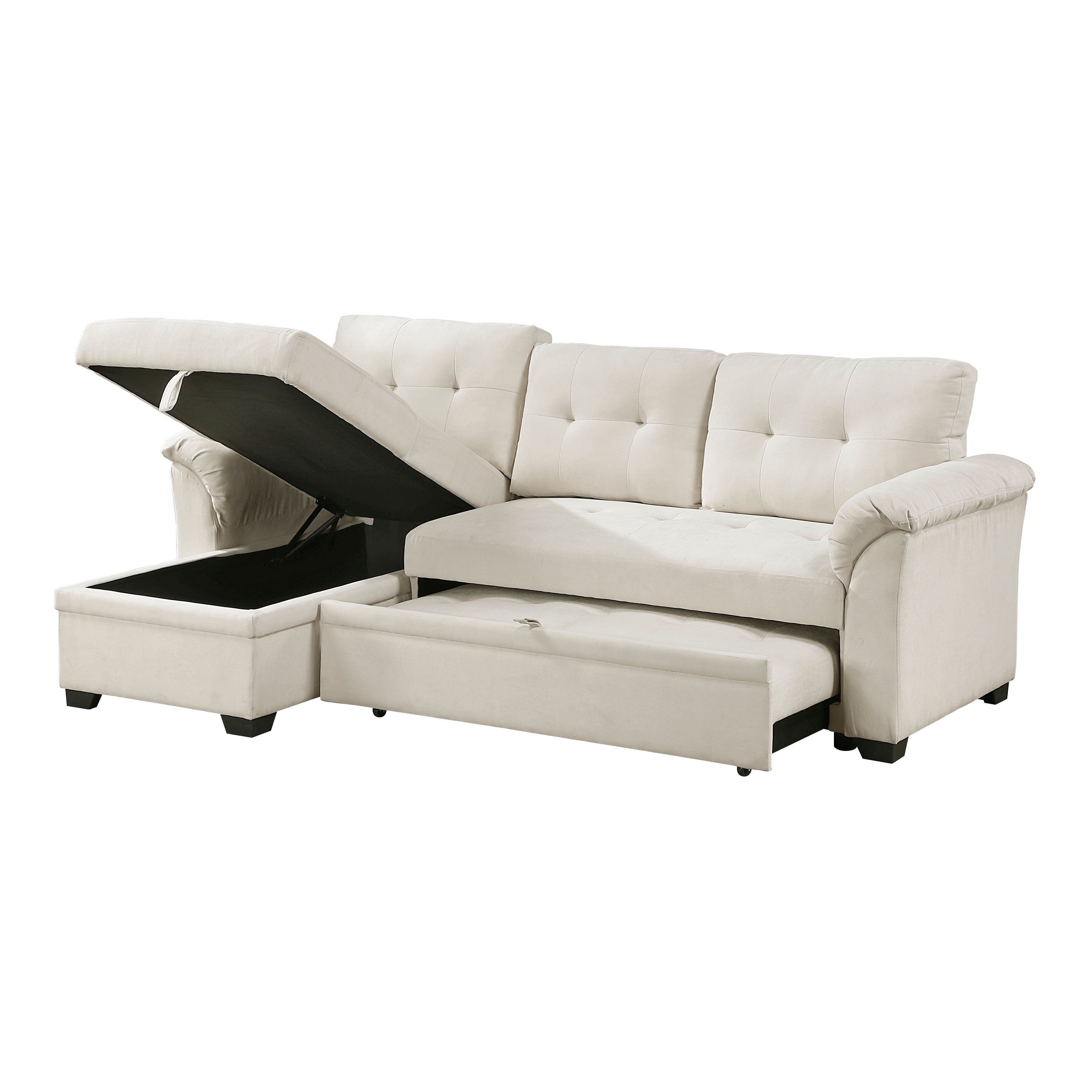 8477BEG*SC (3)2-Piece Reversible Sectional with Reversible Chaise, Hidden Storage and Pull-out Bed - 8477BEG*SC