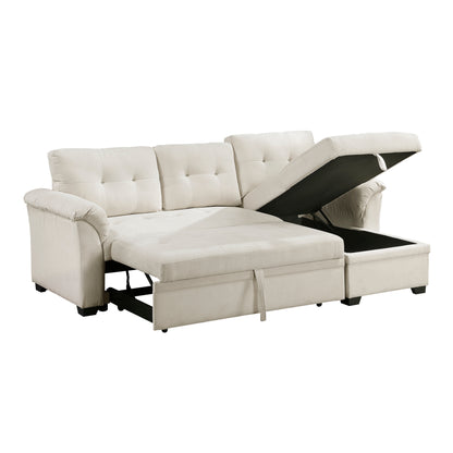 8477BEG*SC (3)2-Piece Reversible Sectional with Reversible Chaise, Hidden Storage and Pull-out Bed - 8477BEG*SC