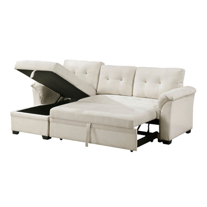 8477BEG*SC (3)2-Piece Reversible Sectional with Reversible Chaise, Hidden Storage and Pull-out Bed - 8477BEG*SC