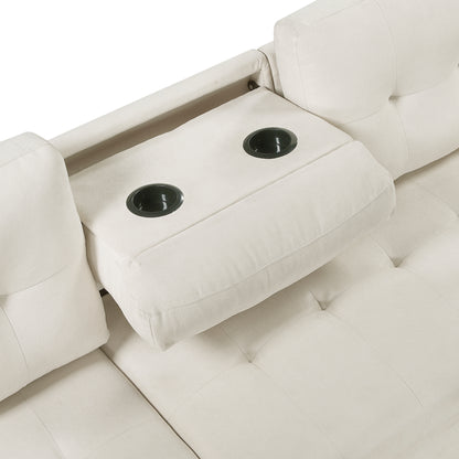 8477BEG*SC (3)2-Piece Reversible Sectional with Reversible Chaise, Hidden Storage and Pull-out Bed - 8477BEG*SC