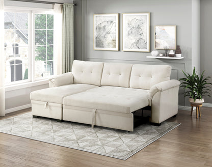 8477BEG*SC (3)2-Piece Reversible Sectional with Reversible Chaise, Hidden Storage and Pull-out Bed - 8477BEG*SC