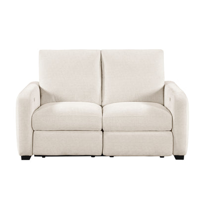 8479BEG-2PW Power Double Reclining Love Seat with USB Charging Ports - 8479BEG-2PW