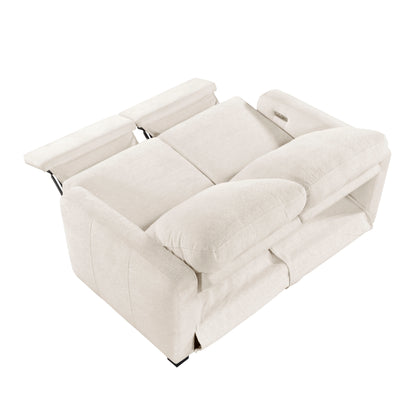 8479BEG-2PW Power Double Reclining Love Seat with USB Charging Ports - 8479BEG-2PW