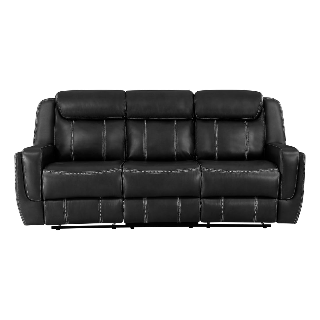 8516BK-3 Double Reclining Sofa with Center Drop-Down Cup Holders,Storage Pouch, Receptacles and USB Ports - 8516BK-3