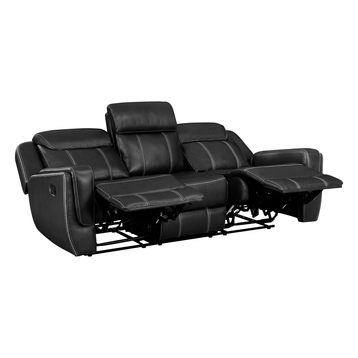 8516BK-3 Double Reclining Sofa with Center Drop-Down Cup Holders,Storage Pouch, Receptacles and USB Ports - 8516BK-3