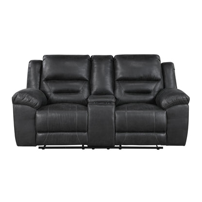 8538BK*2 2pc Set: Sofa, Love - 8538BK*2