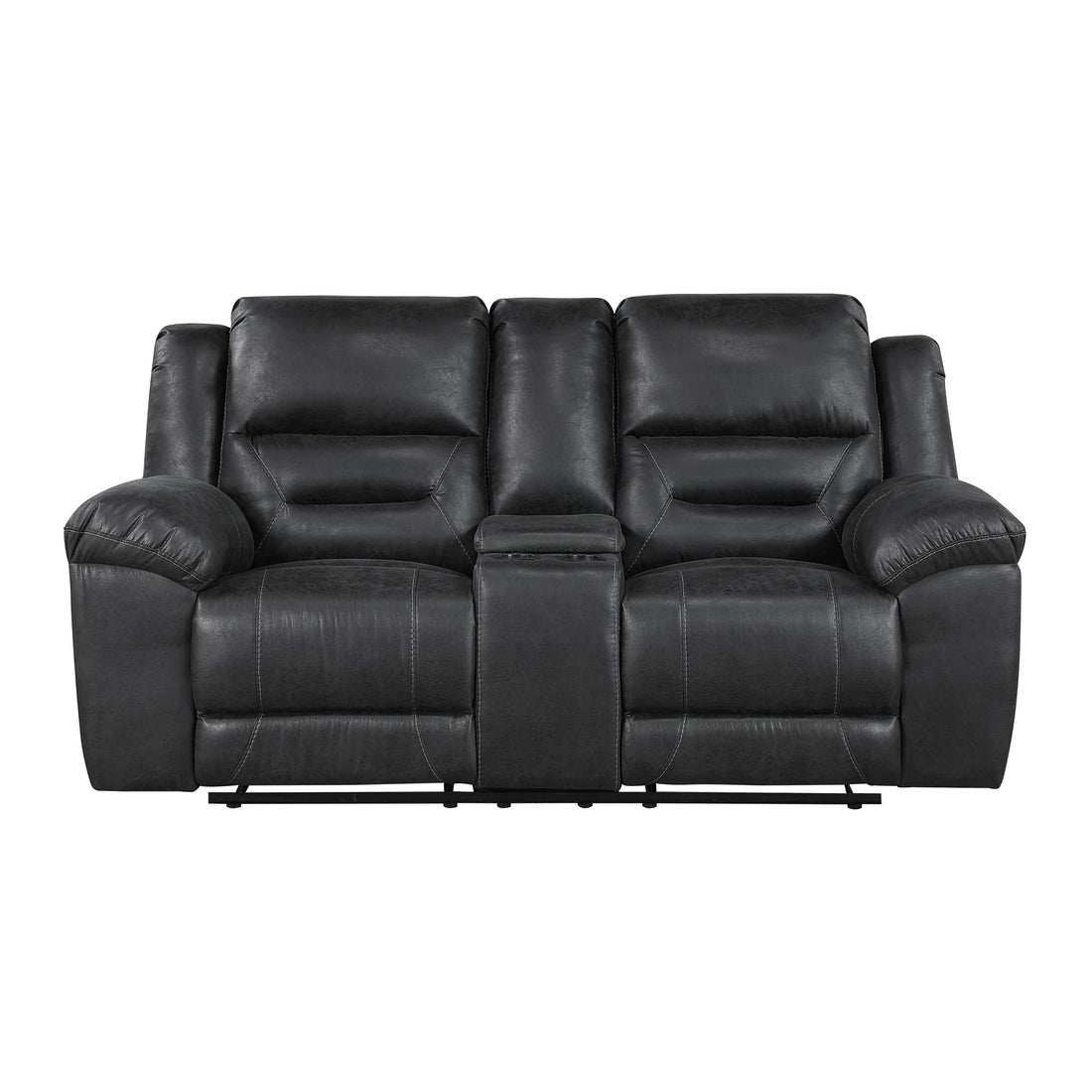 8538BK-2 Double Reclining Love Seat with Center Console - 8538BK-2
