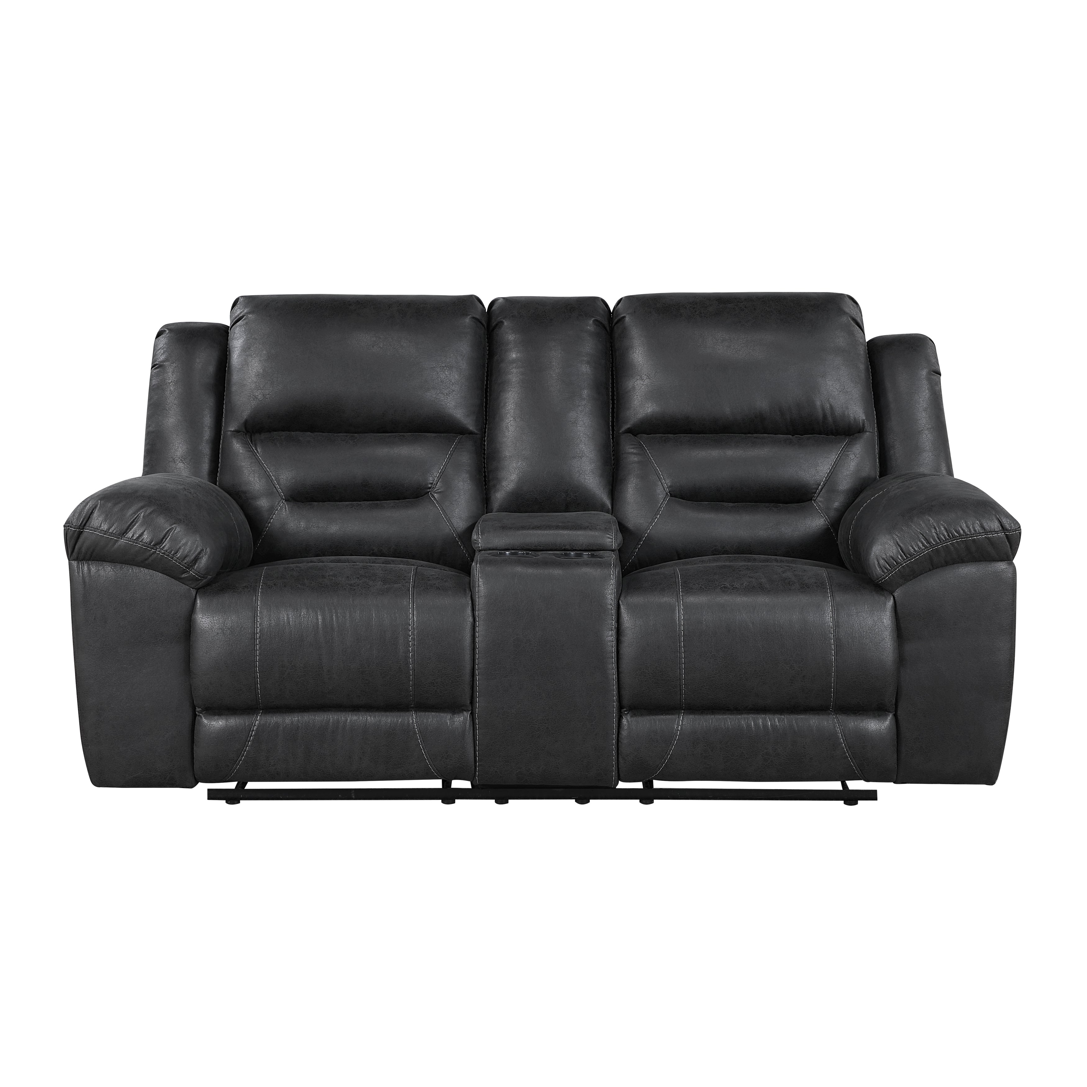 8538BK-2 Double Reclining Love Seat with Center Console - 8538BK-2