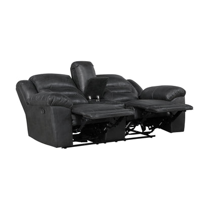 8538BK-2 Double Reclining Love Seat with Center Console - 8538BK-2