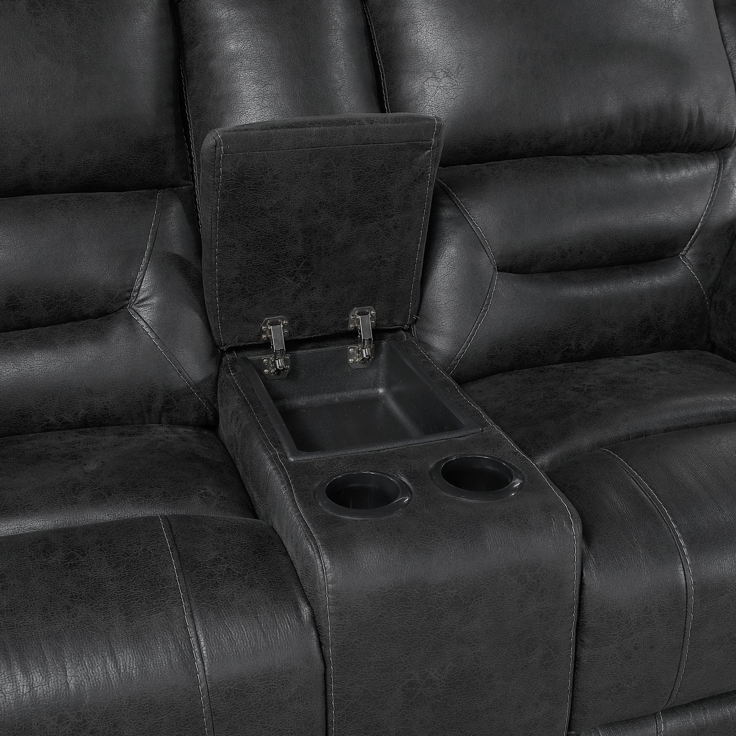 8538BK-2 Double Reclining Love Seat with Center Console - 8538BK-2