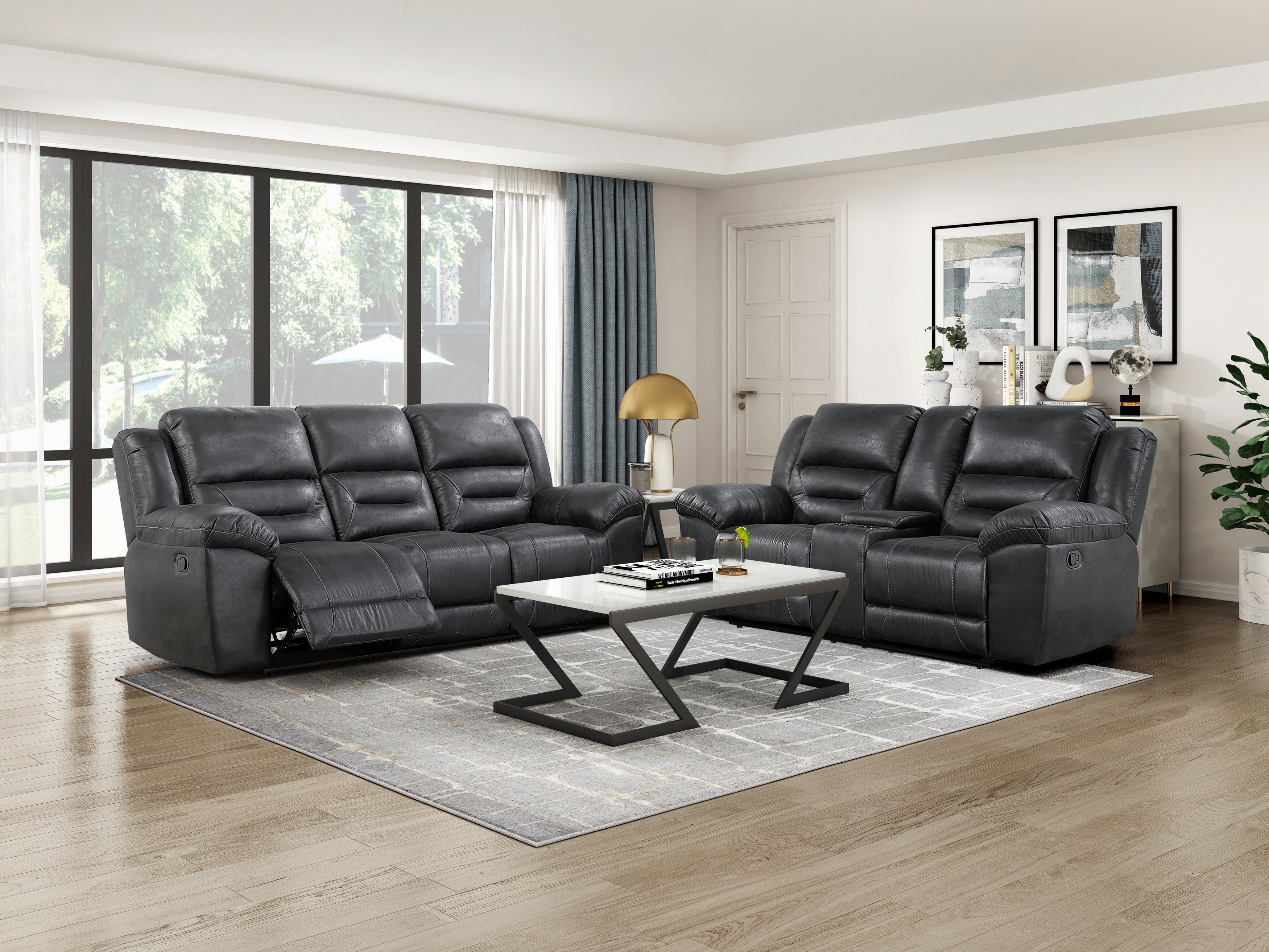 Hazen Black Reclining Living Room Set from Homelegance - Luna Furniture