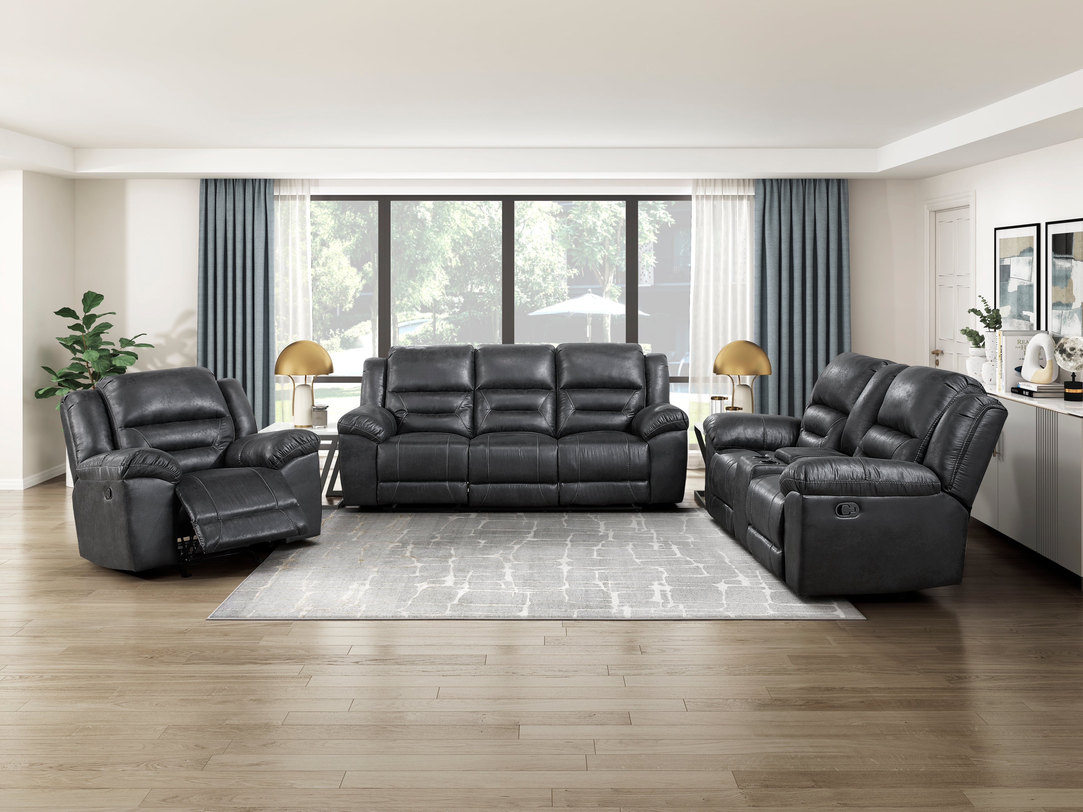 Hazen Black Reclining Living Room Set from Homelegance - Luna Furniture