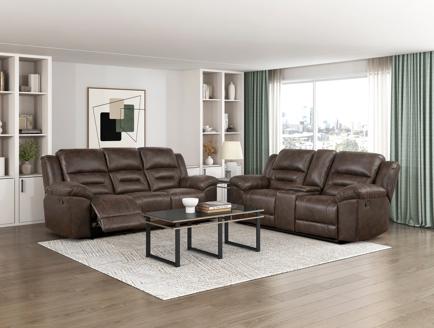 8538DB-2 Double Reclining Love Seat with Center Console - 8538DB-2