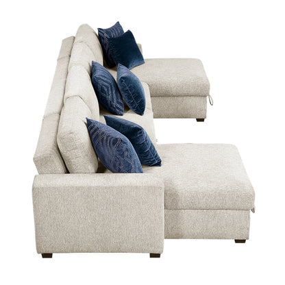 8548BE*42VC2ACLA (4)3-Piece Sectional with Reversible Chaises, Pull-out Bed and Hidden Storage, Click Motion Back - 8548BE*42VC2ACLA