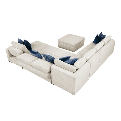 8548BE*7VC2ACR2ACLACAOT (7)6-Piece Sectional with Reversible Chaise, Pull-out Bed, Hidden Storage and Ottoman - 8548BE*7VC2ACR2ACLACAOT
