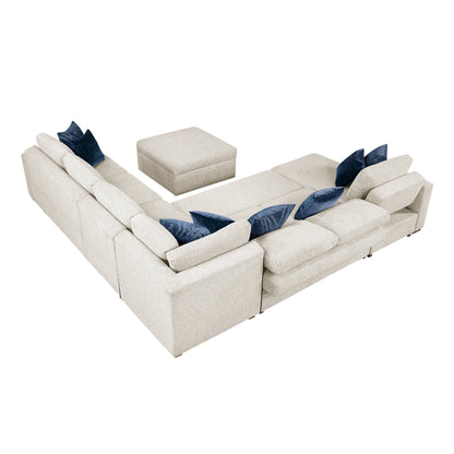 8548BE*7VC2ACR2ACLACAOT (7)6-Piece Sectional with Reversible Chaise, Pull-out Bed, Hidden Storage and Ottoman - 8548BE*7VC2ACR2ACLACAOT