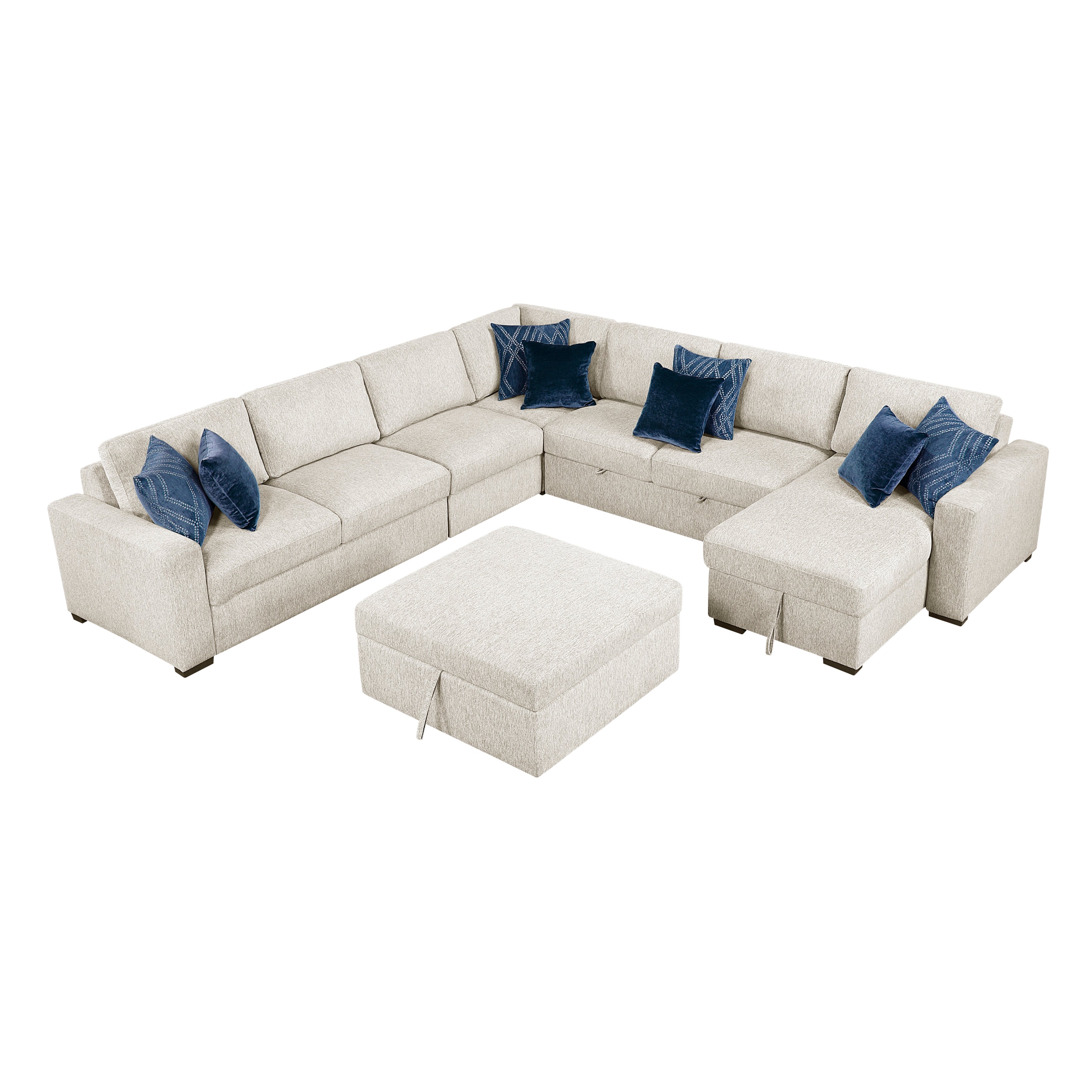 8548BE*7VC2ACR2ACLACAOT (7)6-Piece Sectional with Reversible Chaise, Pull-out Bed, Hidden Storage and Ottoman - 8548BE*7VC2ACR2ACLACAOT