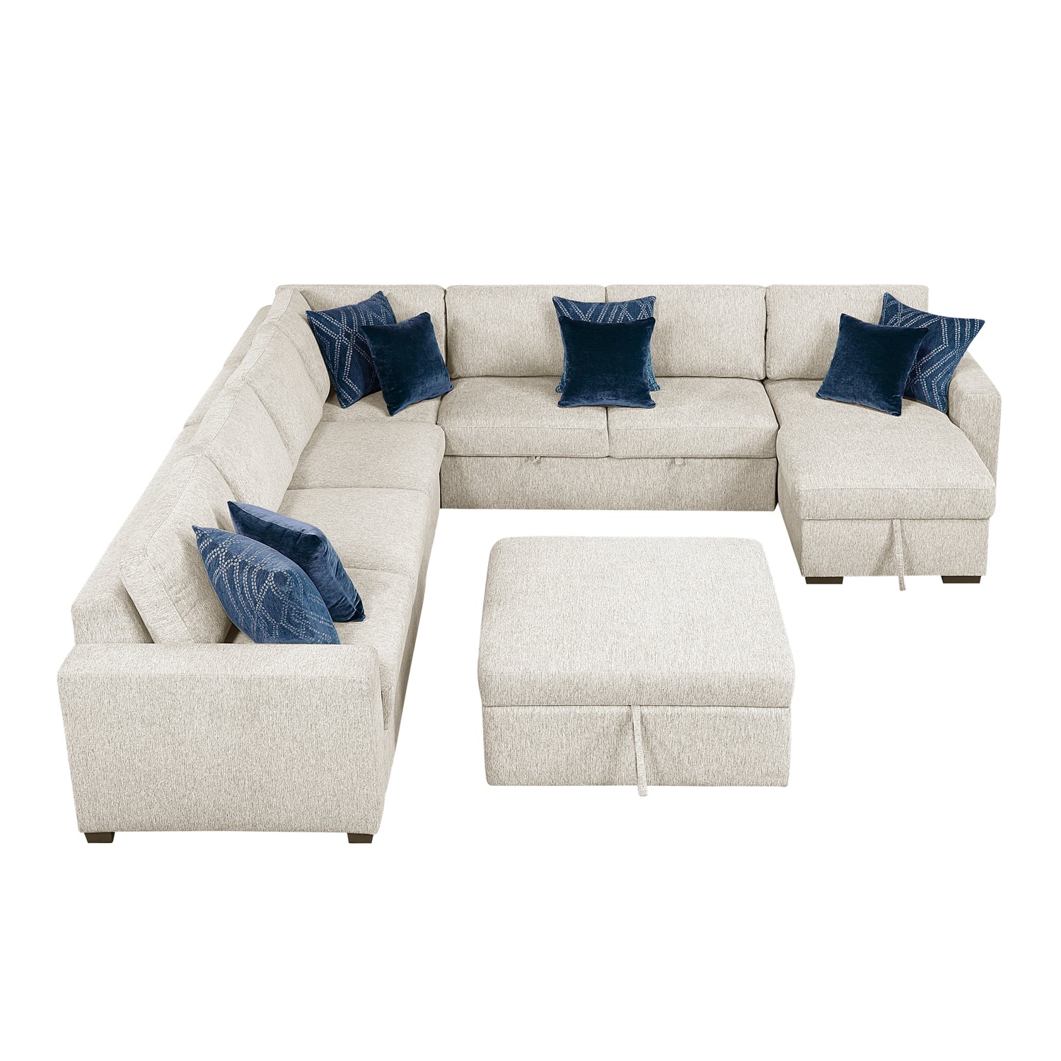 8548BE*7VC2ACR2ACLACAOT (7)6-Piece Sectional with Reversible Chaise, Pull-out Bed, Hidden Storage and Ottoman - 8548BE*7VC2ACR2ACLACAOT
