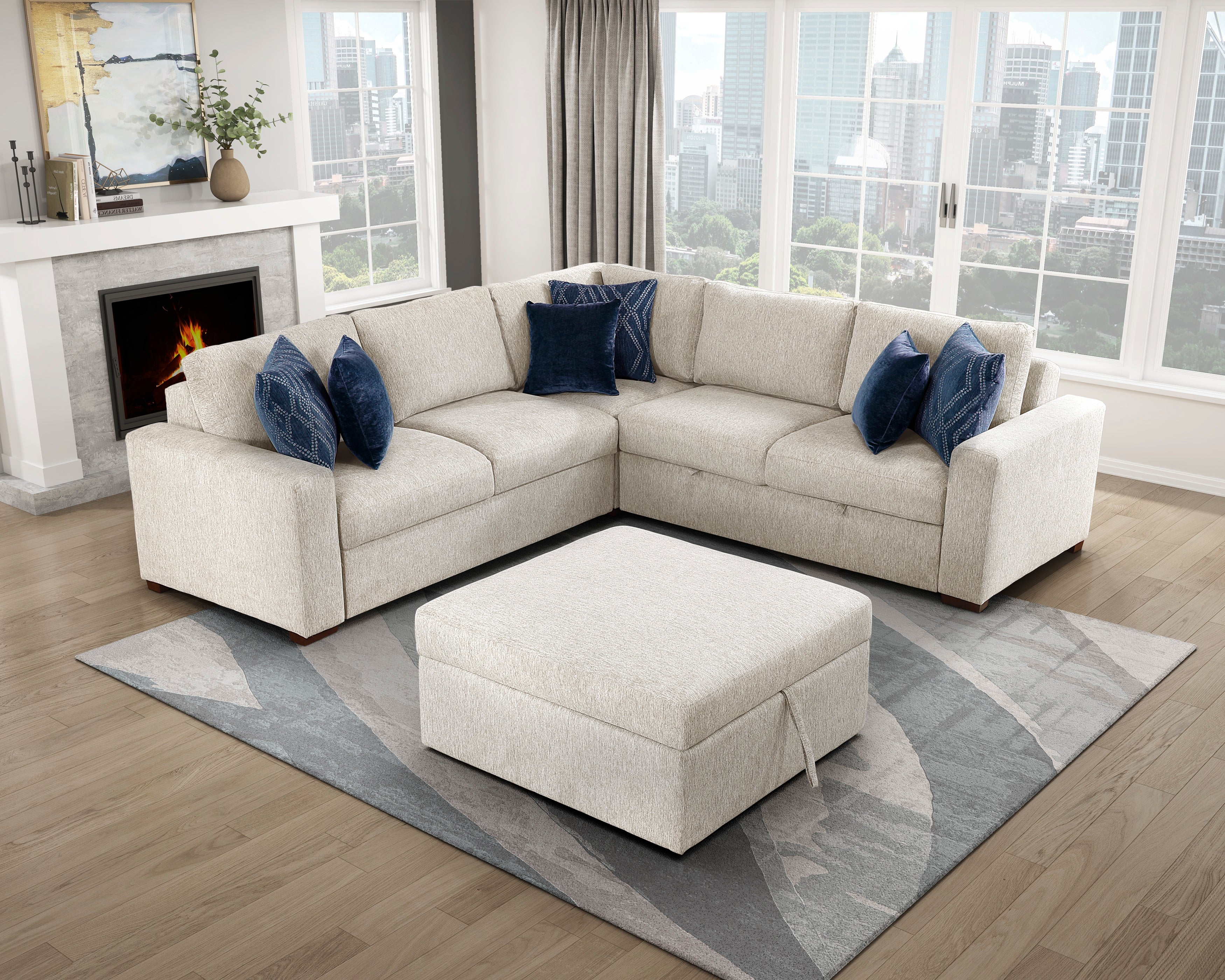 8548BE-OT Storage Ottoman with Casters - 8548BE-OT