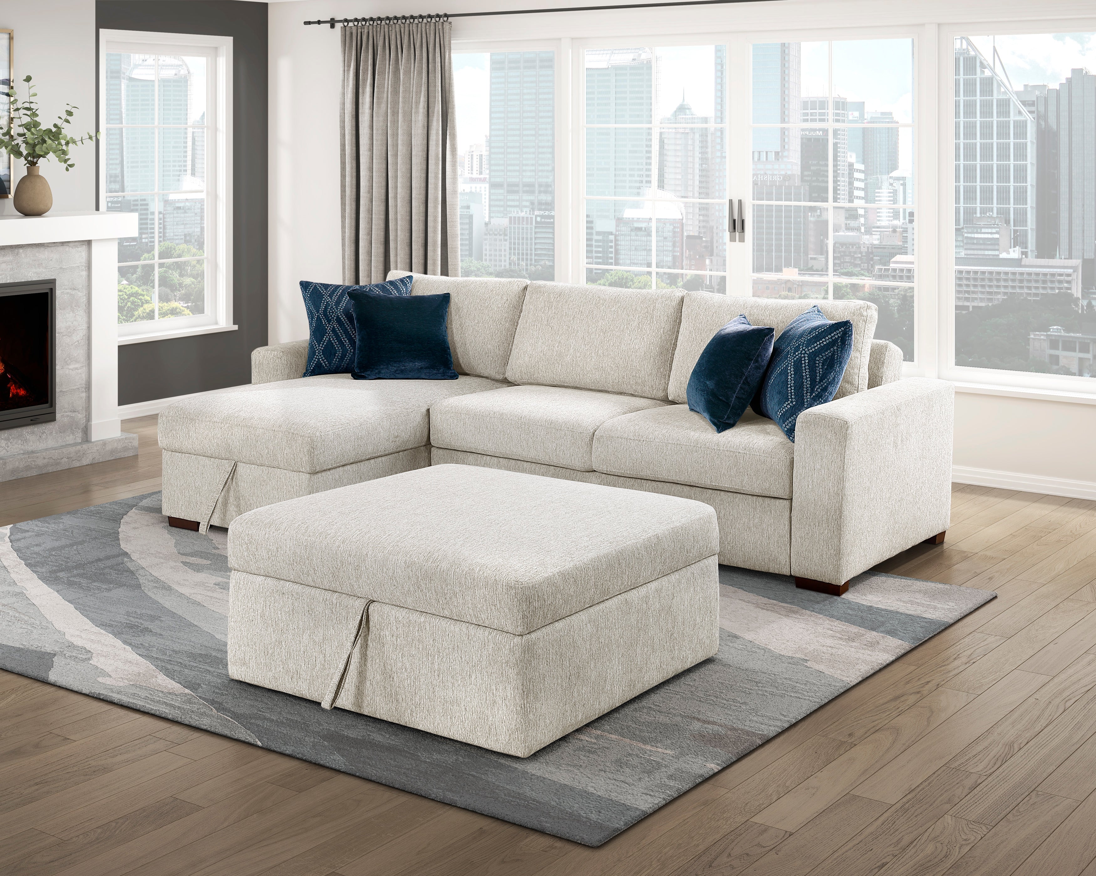 8548BE-OT Storage Ottoman with Casters - 8548BE-OT
