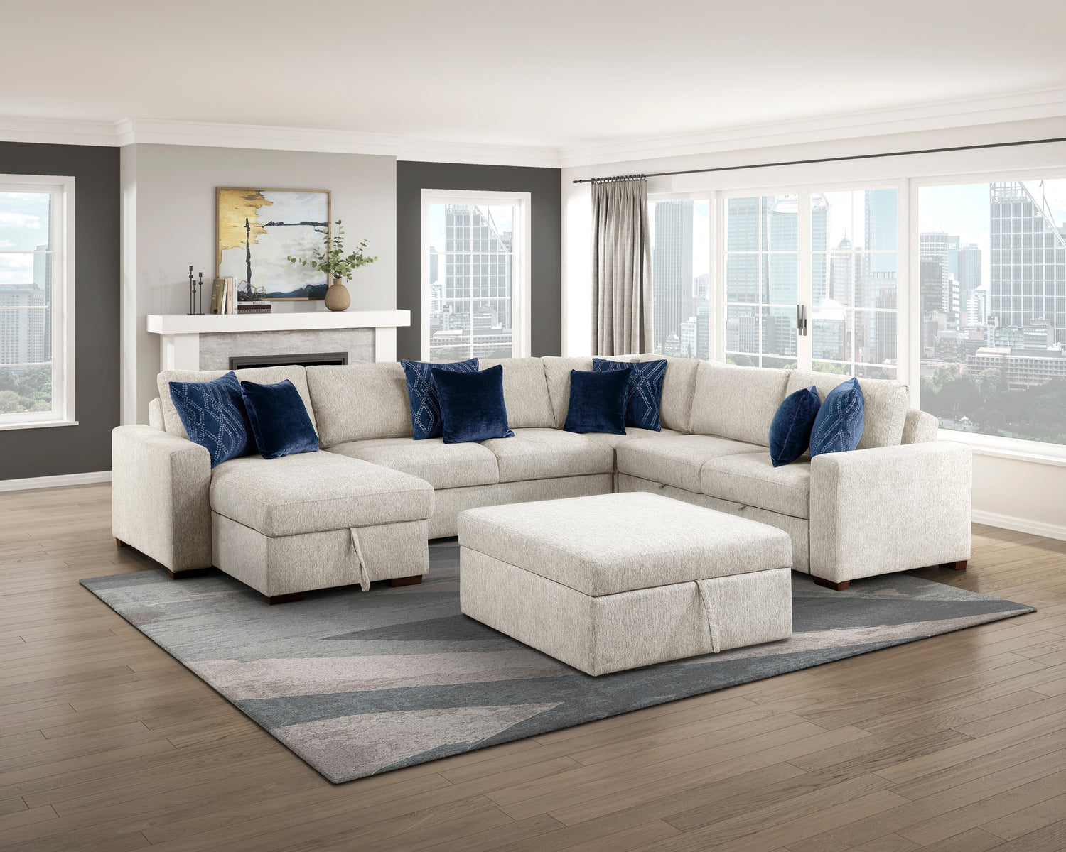 8548BE-OT Storage Ottoman with Casters - 8548BE-OT